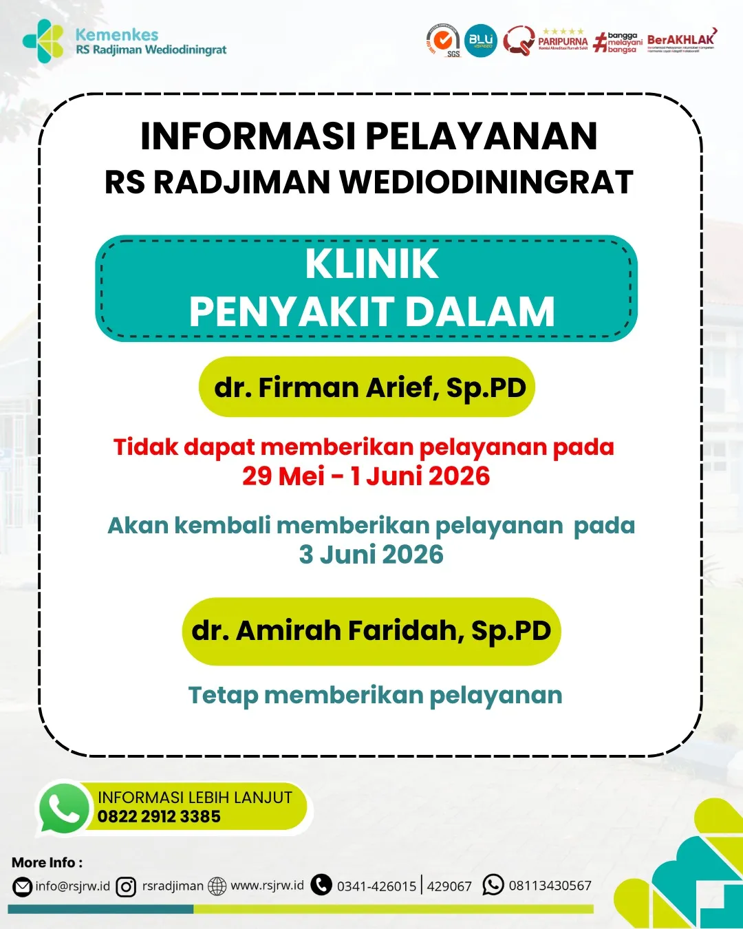 Informasi Pelayanan Klinik Penyakit Dalam